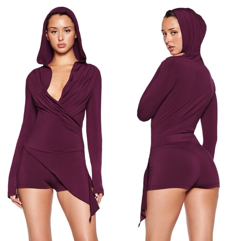 I.AM.GIA New Plum Purple Hooded Long Sleeve Irina Romper Playsuit Small